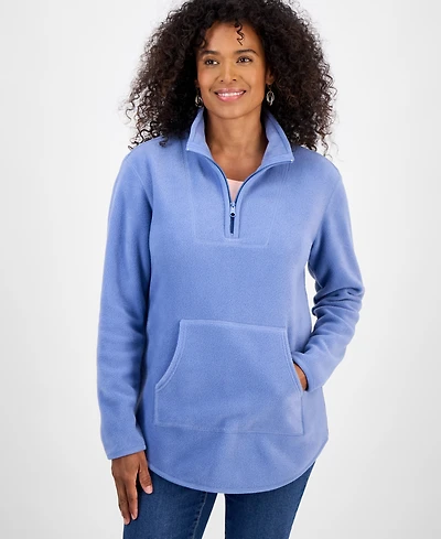 Style & Co Women's Fleece Quarter-Zip Mock-Neck Sweatshirt, Created for Macy's