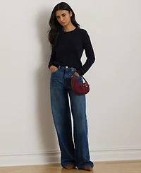 Lauren Ralph Women's Long Sleeves Pointelle-Knit Sweater