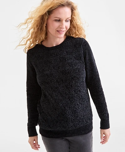 Style & Co Women's Chenille Crewneck Cable-Knit Sweater, Macy's Exclusive