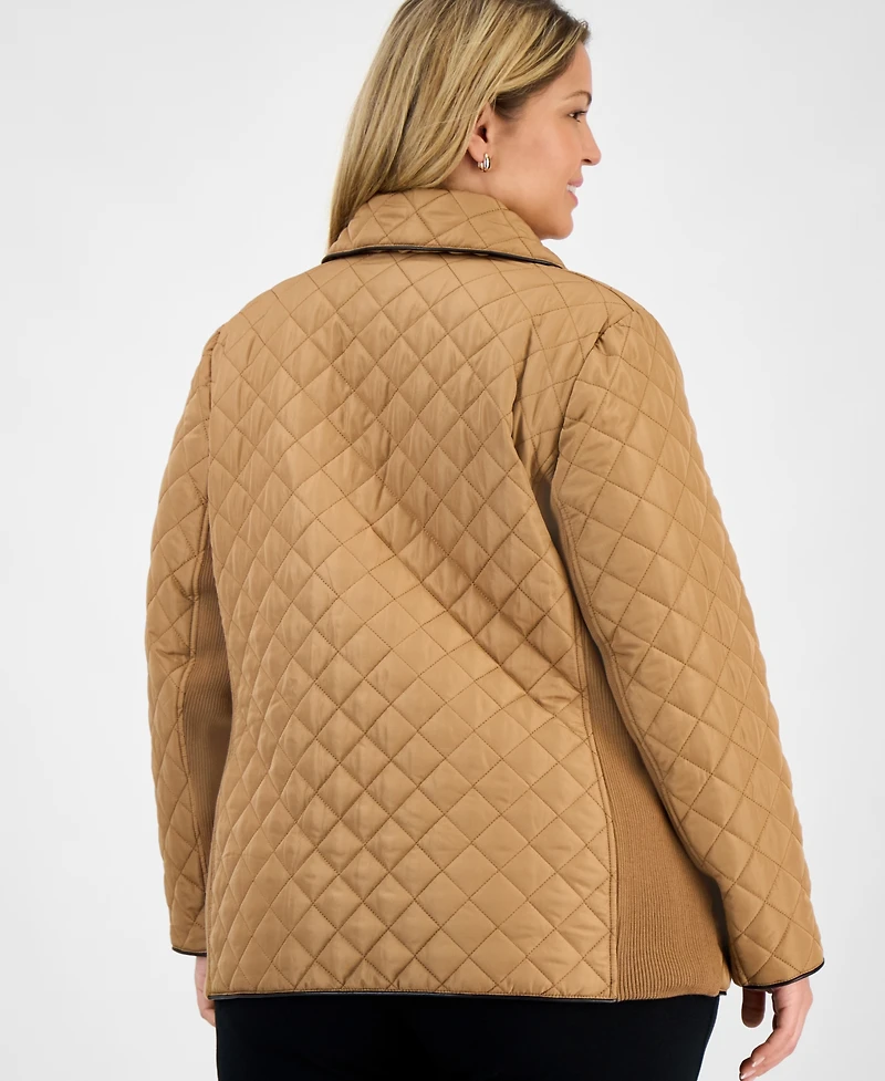 Jones New York Plus Quilted Snap-Front Jacket