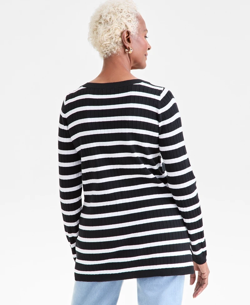 Style & Co Women's Boat-Neck Ribbed Tunic Sweater, Macy's Exclusive