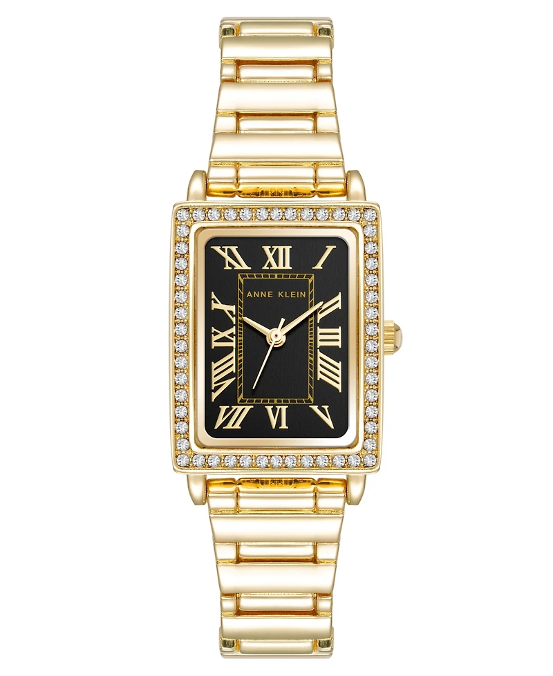 Anne Klein Women's Quartz Rectangular Gold-Tone Metal Alloy Watch