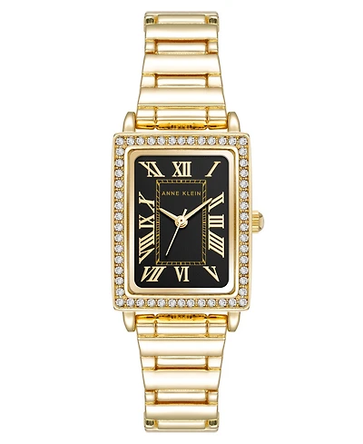 Anne Klein Women's Quartz Rectangular Gold-Tone Metal Alloy Watch