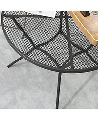 Outsunny 35" Round Outdoor Steel Dining Table w/ Wire Mesh Table Top