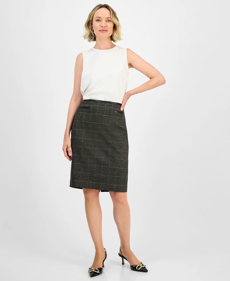 Kasper Women's Plaid-Print Slim Pencil Skirt