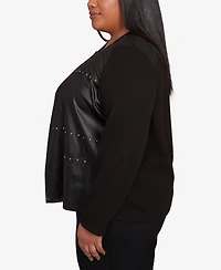 Alfred Dunner Plus As Usual Sweater Trim Pull On Jacket