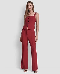 Dkny Women's Pintuck Fit and Flare Trousers