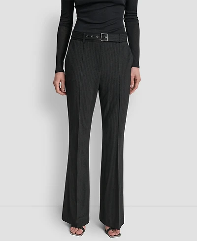 Dkny Women's Elizabeth Stripe Pintuck Mid-Rise Flare Trousers