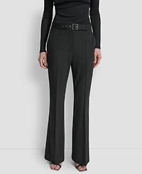 Dkny Women's Elizabeth Stripe Pintuck Mid-Rise Flare Trousers