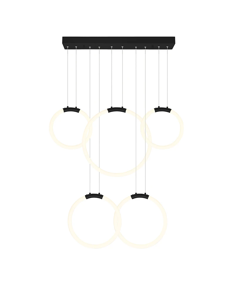 Cwi Lighting 27" Metal Hoops 5 Light Led Chandelier
