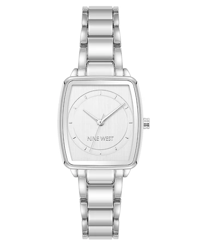 Anne Klein Women's Quartz Cushion Silver-Tone Metal Alloy Watch, 26mm