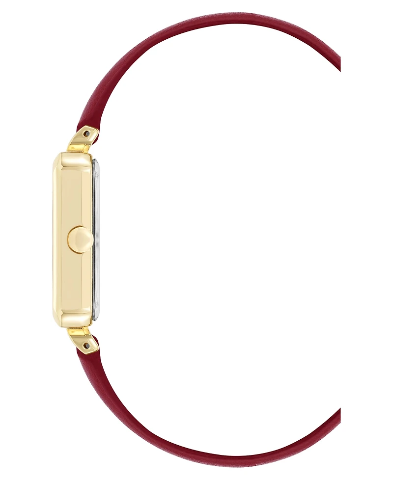 Nine West Women's Quartz Everyday Burgundy Leather and Gold-Tone Watch, 25mm