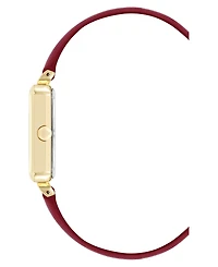 Nine West Women's Quartz Everyday Burgundy Leather and Gold-Tone Watch, 25mm