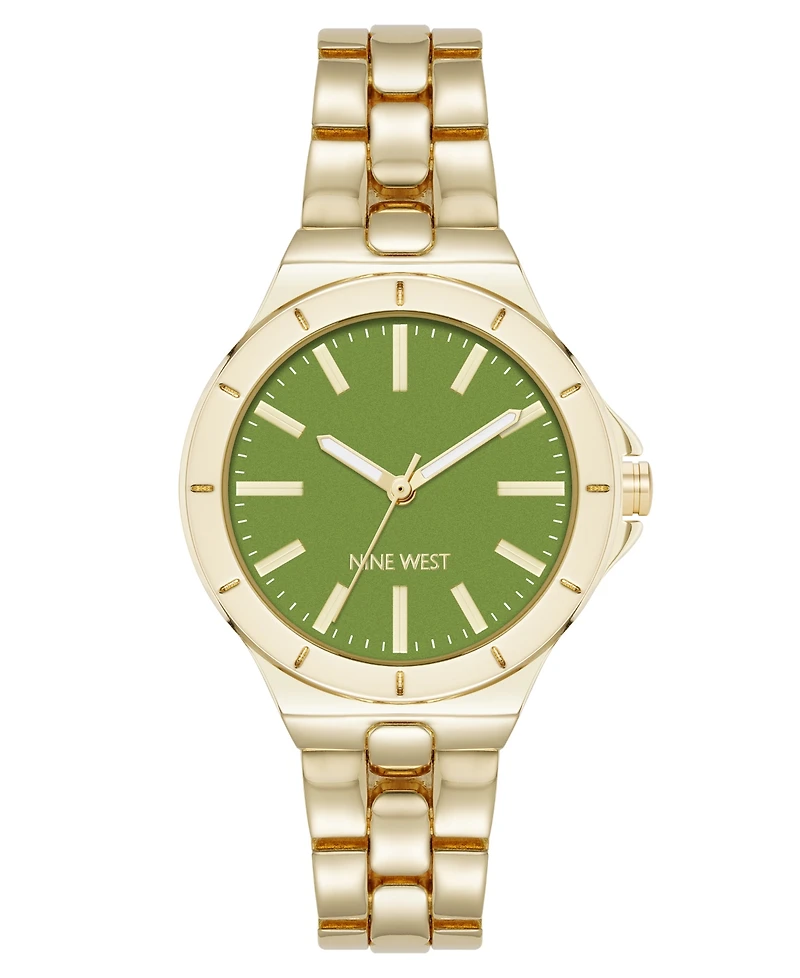 Anne Klein Women's Quartz Iconic Olive and Gold-Tone Metal Alloy Watch, 35mm