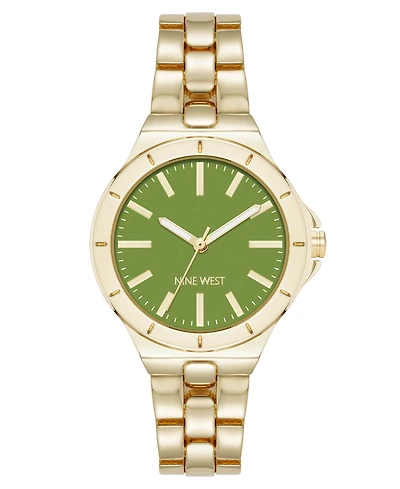 Anne Klein Women's Quartz Iconic Olive and Gold-Tone Metal Alloy Watch, 35mm