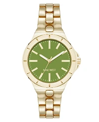 Anne Klein Women's Quartz Iconic Olive and Gold-Tone Metal Alloy Watch, 35mm