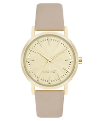 Nine West Women's Quartz Signature Ivory Leather and Gold-Tone Watch, 34mm