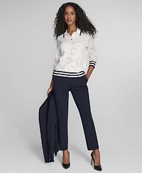 Tommy Hilfiger Women's Jacquard Long Sleeve Floral Sweater