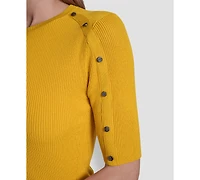 Dkny Women's Button Detail Short Sleeve Sweater
