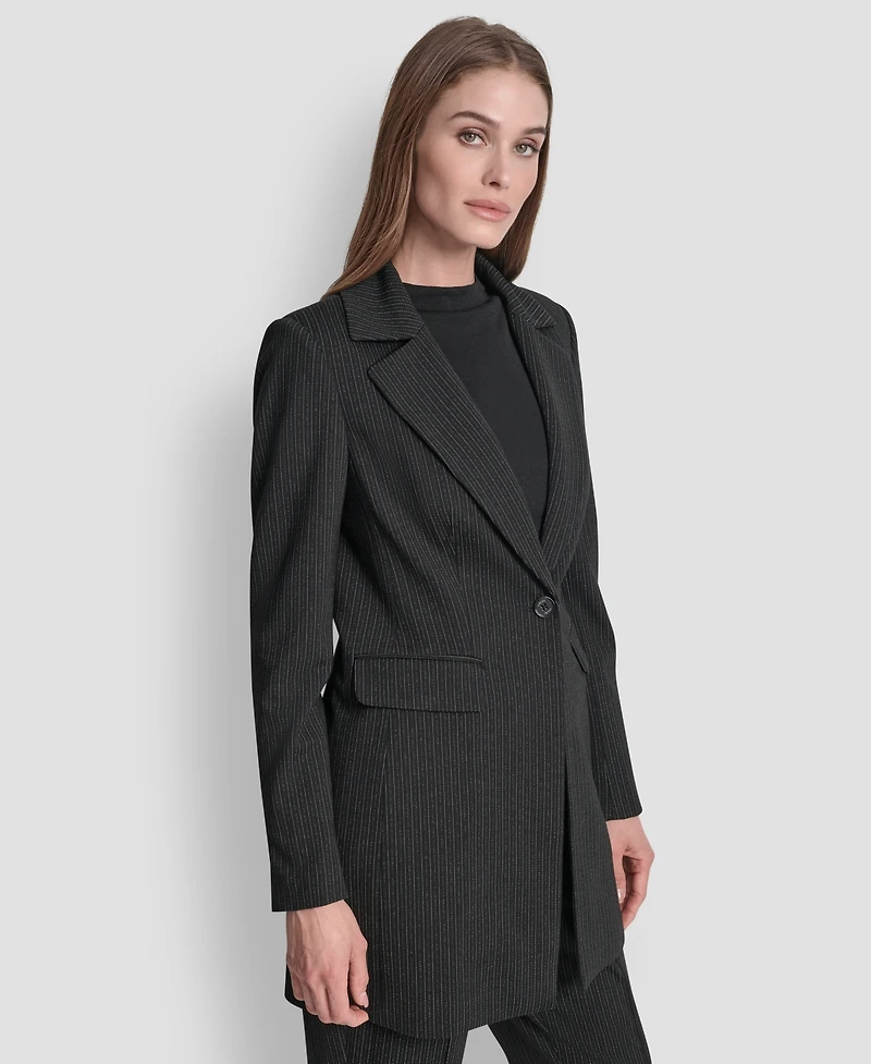 Dkny Women's Elizabeth Striped One Button Topper Jacket