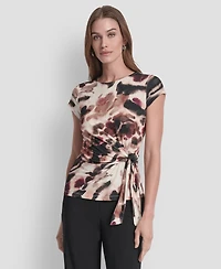 Dkny Women's Short Sleeve Printed Jersey Knit Top