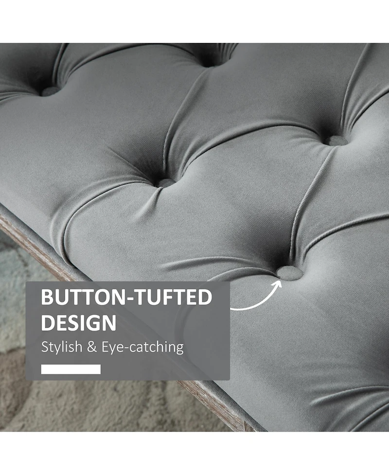 Homcom Accent Bench Tufted Upholste Fabric Ottoman for Living Room, Bedroom