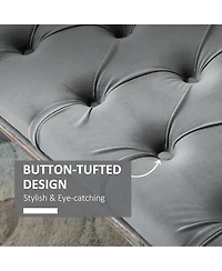 Homcom Accent Bench Tufted Upholste Fabric Ottoman for Living Room, Bedroom