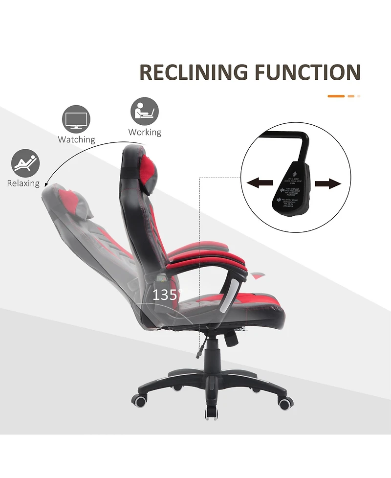 Homcom Massage Chair Office Computer Task Heating Recliner Swivel w/Headrest
