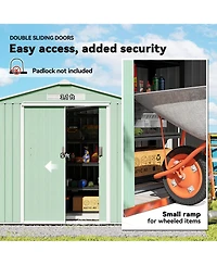 Outsunny 7' x 4' Outdoor Galvanized Metal Garden Storage Shed, Light