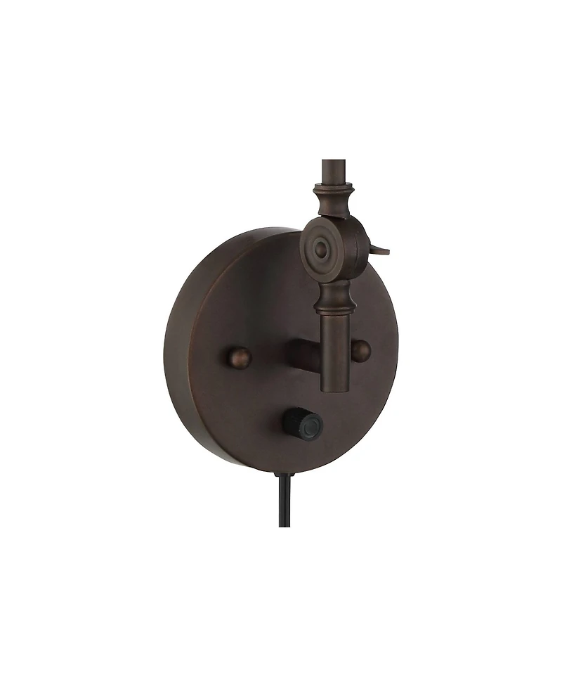 360 Lighting Wray Modern Industrial Swing Arm Wall Lamps Set of 2 Dark Bronze Plug-in 6" Light Fixture Up Down for Bedroom Reading Living Room Ha