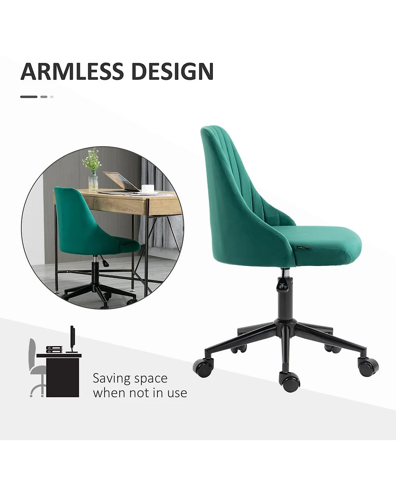 Vinsetto Velvet-Touch Mid-Back Armless Computer Office Task Chair Seat,