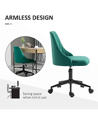 Vinsetto Velvet-Touch Mid-Back Armless Computer Office Task Chair Seat,