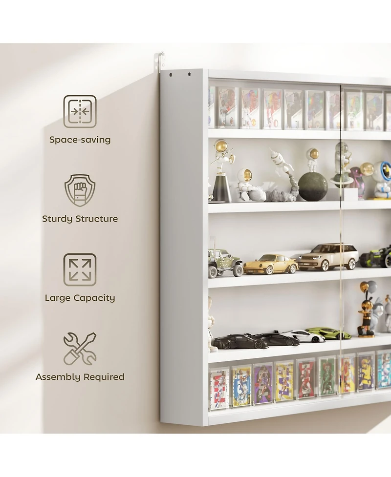 Homcom 5-Tier Display Cabinet Glass Cabinet with 4 Adjustable Shelves,
