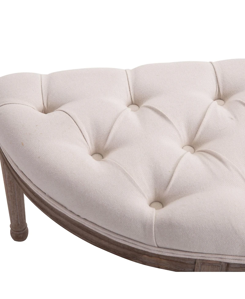 Homcom Vintage Semi-Circle Entryway Bench w/Tufted Upholste Fabric, Off
