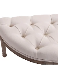 Homcom Vintage Semi-Circle Entryway Bench w/Tufted Upholste Fabric, Off