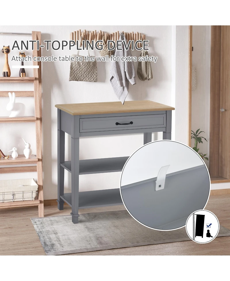 Homcom Modern Style Console Table Sofa Side Desk with Drawer for Entryway,