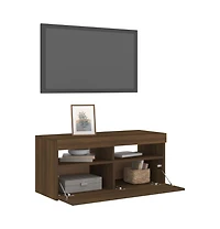 Tv Stand with Led Lights Brown Oak 35.4"x13.8"x15.7"