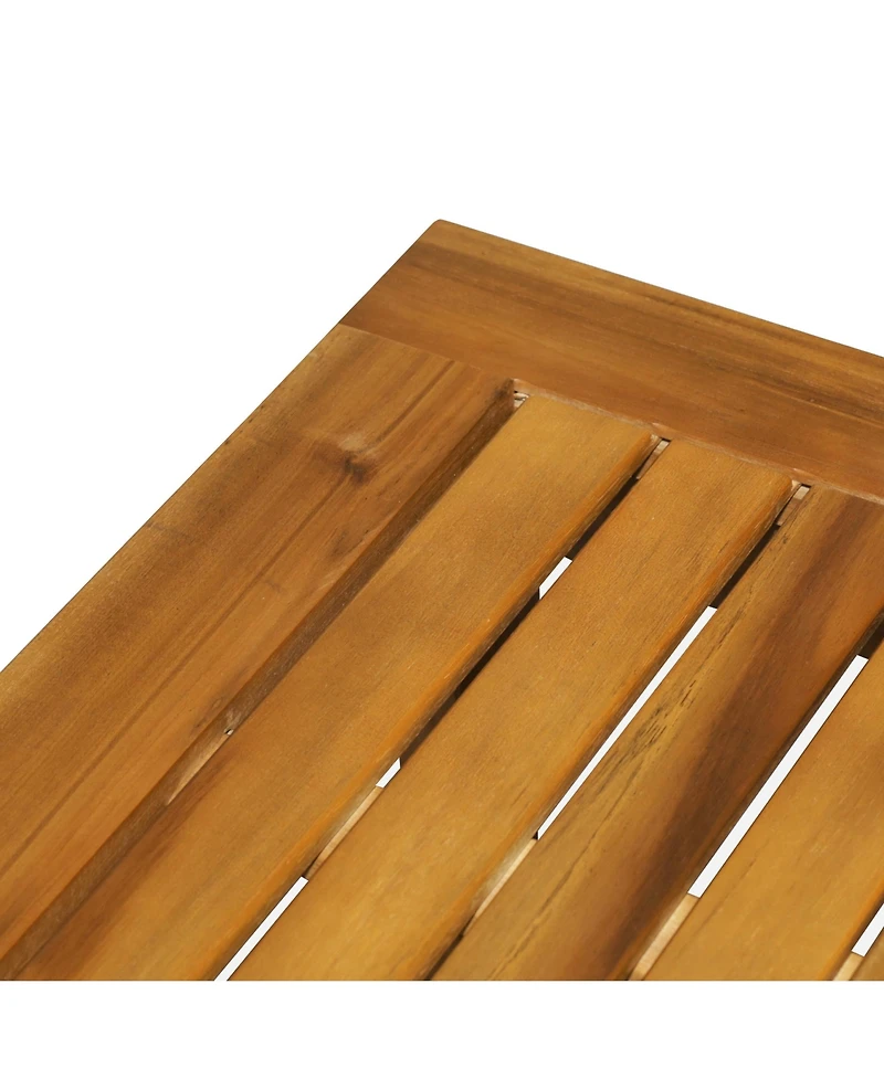 Outsunny 35.5" x 17.75" 2-Tier Acacia Wood Outdoor Table with Slat Design