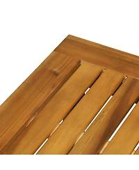 Outsunny 35.5" x 17.75" 2-Tier Acacia Wood Outdoor Table with Slat Design