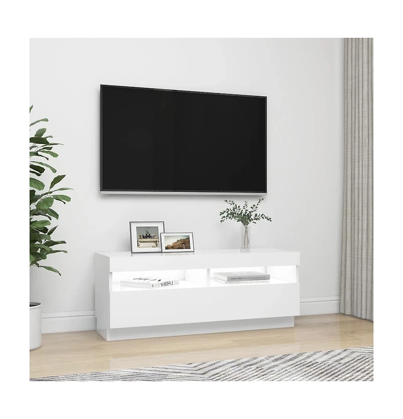 Tv Stand with Led Lights White 39.4"x13.8"x15.7"