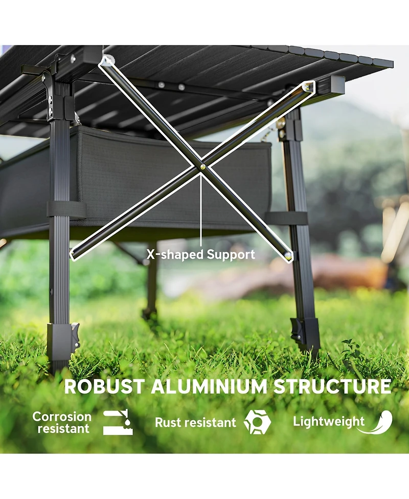 Outsunny 3ft Camping Table, Adjustable Height Small Folding