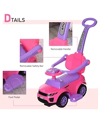 Aosom 3 in 1 Push Car, Sliding Car with Horn Music Light