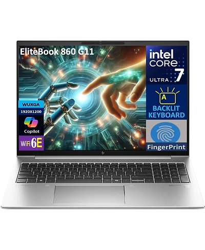 Hp EliteBook 860 G11Laptop 16.0" Wuxga Display (Intel Ultra 7 165U , 32GB DDR5, 256GB PCIe Ssd, Intel Graphics,Fp, 2 TB4, Bt 5.3, Win 11 Pro)