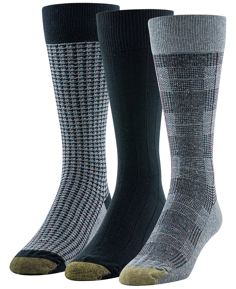 Gold Toe Men's 3-Pack Saville Tweed Reinforced Crew Socks