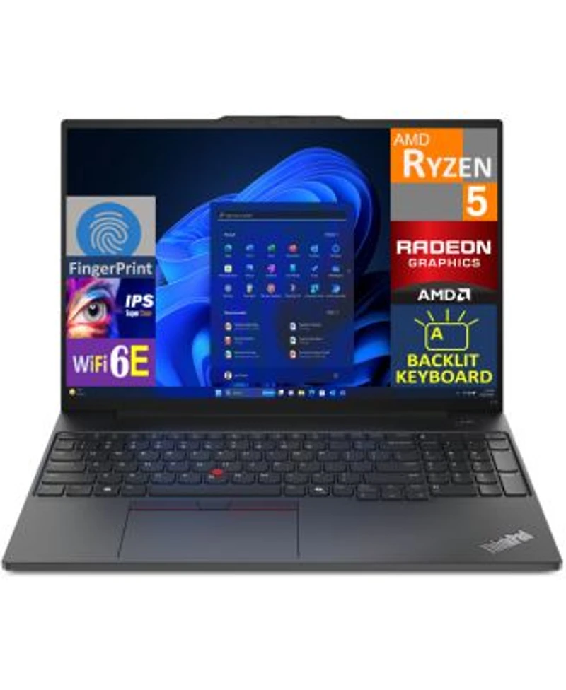 Lenovo Thinkpad E16 Gen 2 Laptop Amd Ryzen 5 7535u 6 Core 64gb Ddr5 4800mhz Ram 512gb Pcie Ssd 16.0 60 Hz Fpbt Black Win 10 Home