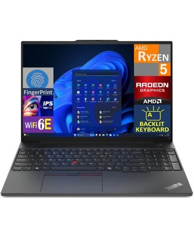 Lenovo Thinkpad E16 Gen 2 Laptop Amd Ryzen 5 7535u 6 Core 64gb Ddr5 4800mhz Ram 512gb Pcie Ssd 16.0 60 Hz Fpbt Black Win 10 Home