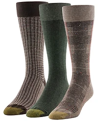 Gold Toe Men's 3-Pack Saville Tweed Reinforced Crew Socks