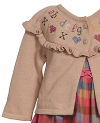 Bonnie Baby Girls 2-Piece Embroidered Sweater and Plaid Dress Set