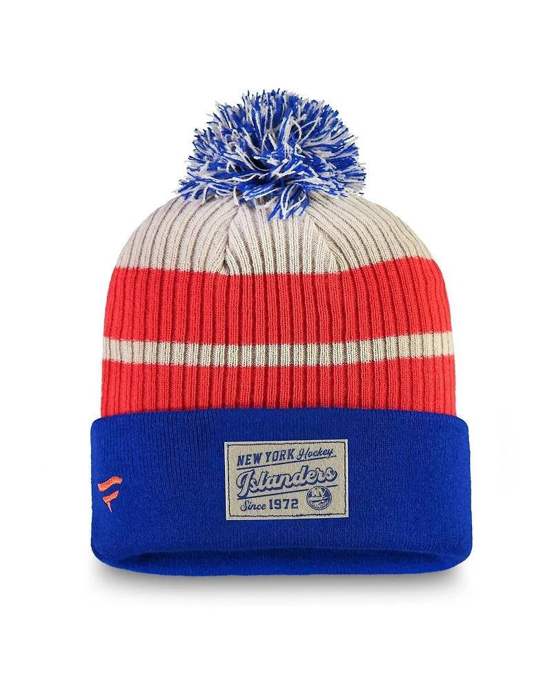 Fanatics Men's Royal New York Islanders True Classics Cuffed Pom with Knit Hat