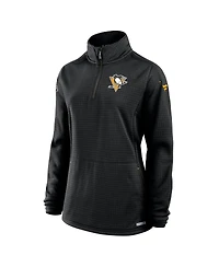 Fanatics Women's Black Pittsburgh Penguins Authentic Pro Rink Lightweight Quarter-Zip Pullover Top